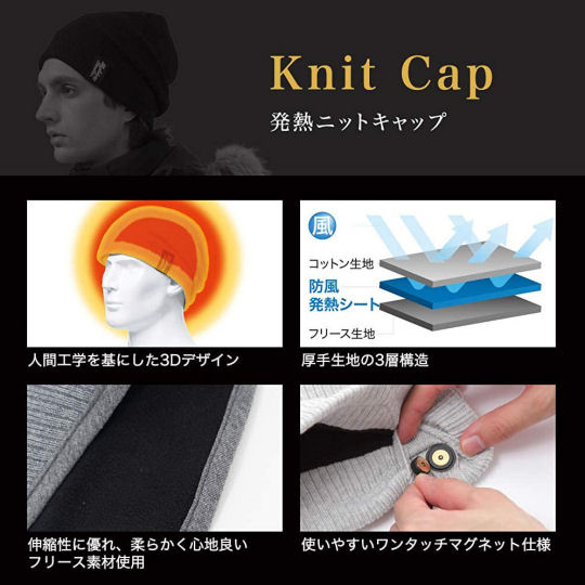 Real Heat Cap and Neck Warmer - USB-powered thermal knit winter accessories - Japan Trend Shop