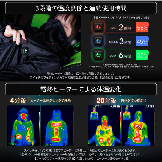 Damegi Heated Indoor Pajama Jumpsuit for Gamers - USB-heated all-in-one home wear - Japan Trend Shop