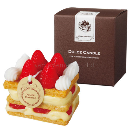 Kameyama Dolce Candle Strawberry Mille-Feuille - Dessert-shaped decorative candle - Japan Trend Shop
