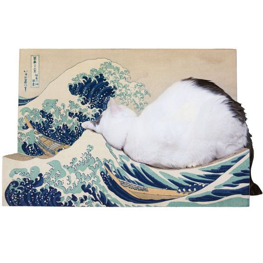 Great Wave off Kanagawa Cat Scratching Post - Hokusai ukiyoe-themed pet furniture - Japan Trend Shop