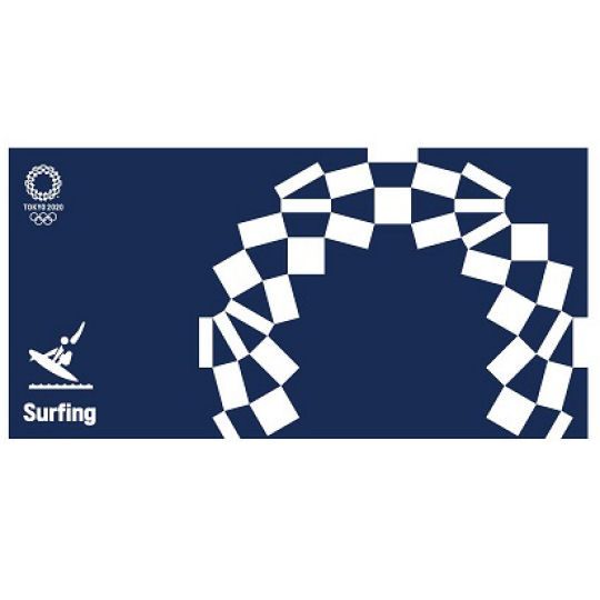 Tokyo 2020 Olympics Surfing Pictogram Navy Beach Towel - 2021 Summer Olympics beach accessory - Japan Trend Shop