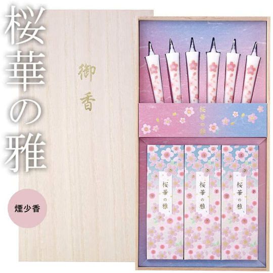Kameyama Sakura Elegance Candle and Incense Set - Cherry-blossom theme candle and room fragrance pack - Japan Trend Shop