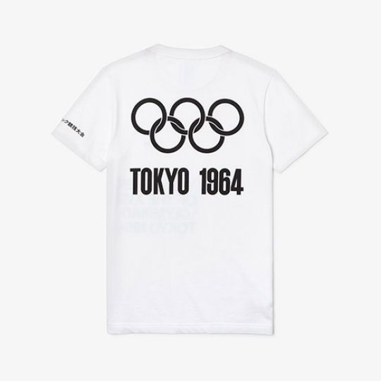 Tokyo 2020 Olympics Heritage Collection Men's White Lacoste T-shirt - 1964 Olympic Games theme short-sleeve shirt - Japan Trend Shop