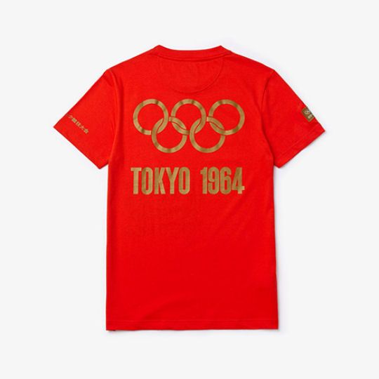 Tokyo 2020 Olympics Heritage Collection Men's Red Lacoste T-shirt - 1964 Olympic Games theme short-sleeve shirt - Japan Trend Shop