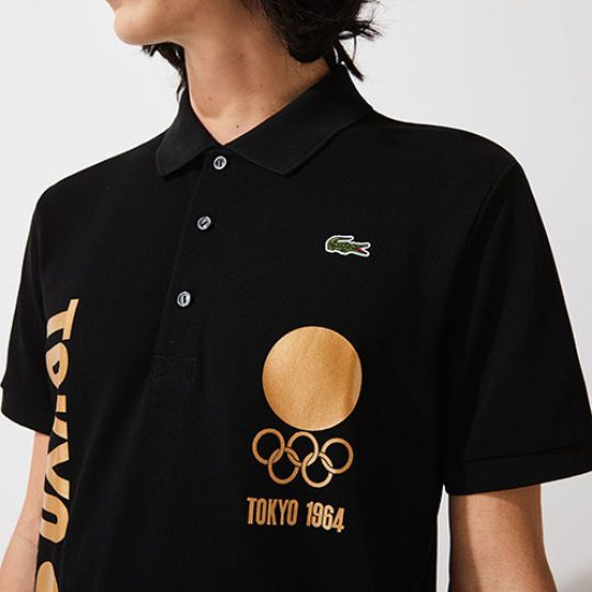 Tokyo 2020 Olympics Heritage Collection Men's Black Lacoste Polo Shirt - 1964 Tokyo Olympic Games design short sleeve shirt - Japan Trend Shop