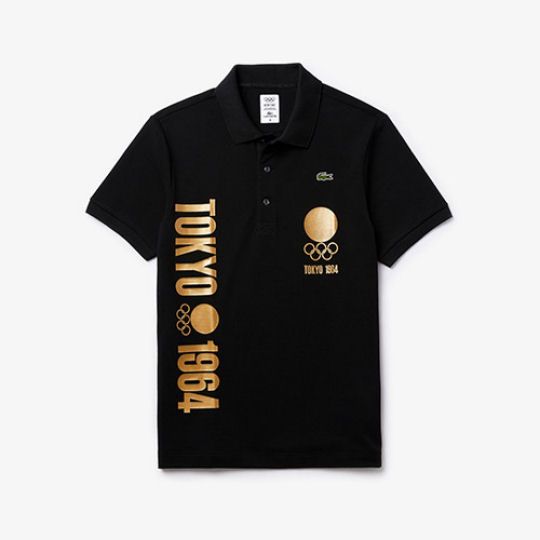 Tokyo 2020 Olympics Heritage Collection Men's Black Lacoste Polo Shirt - 1964 Tokyo Olympic Games design short sleeve shirt - Japan Trend Shop