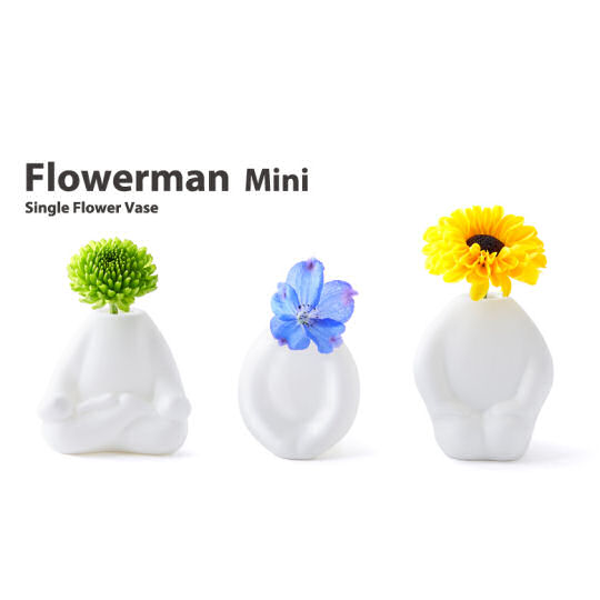 Flowerman Mini Vase (Gift Set) - Single-flower bases in characteristic Japanese poses - Japan Trend Shop