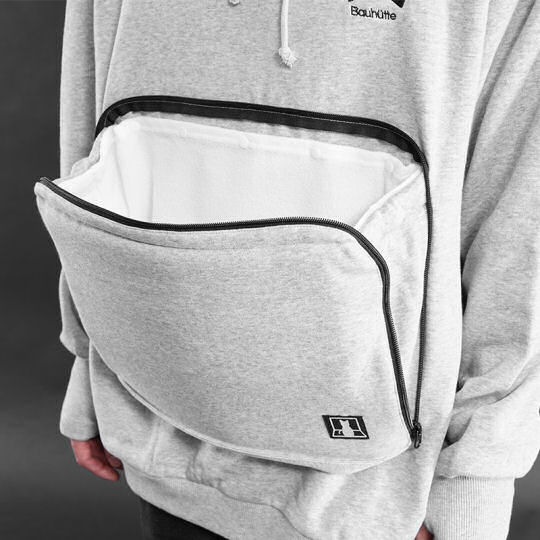 Bauhutte Nyangaroo Hoodie Gray - Gamer apparel with cat snuggle pocket/pouch - Japan Trend Shop
