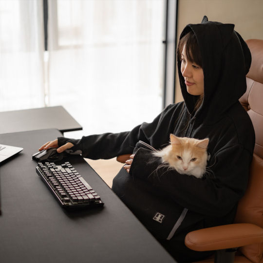 Bauhutte Nyangaroo Hoodie Black - Gamer apparel with cat snuggle pouch - Japan Trend Shop