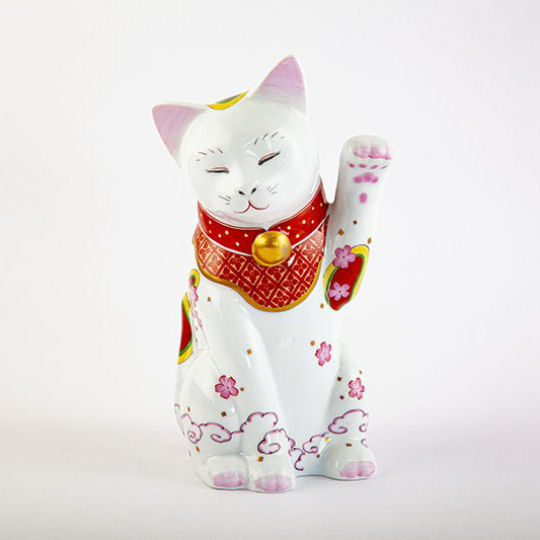 Shobido Kisen Maneki-neko Beckoning Cat - Classic Arita porcelain talisman - Japan Trend Shop
