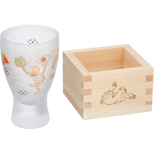 Japanese Lucky Animal Sake Glass and Masu Box