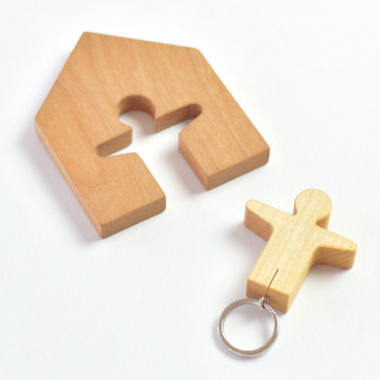 I'm home Key Holder and Hanger - Wooden keyring and stand set - Japan Trend Shop