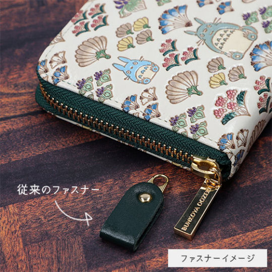 Totoro Bunkoya Ozeki Long Zippered Wallet - Studio Ghibli character traditional Tokyo craft accessory - Japan Trend Shop