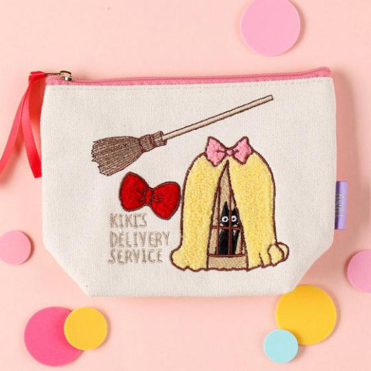 Kiki's Delivery Service Chenille Embroidery Pouch - Studio Ghibli anime character embroidered accessory - Japan Trend Shop