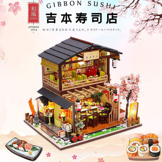 Sushi Restaurant Miniature Kit - DIY Japanese eatery papercraft model set - Japan Trend Shop