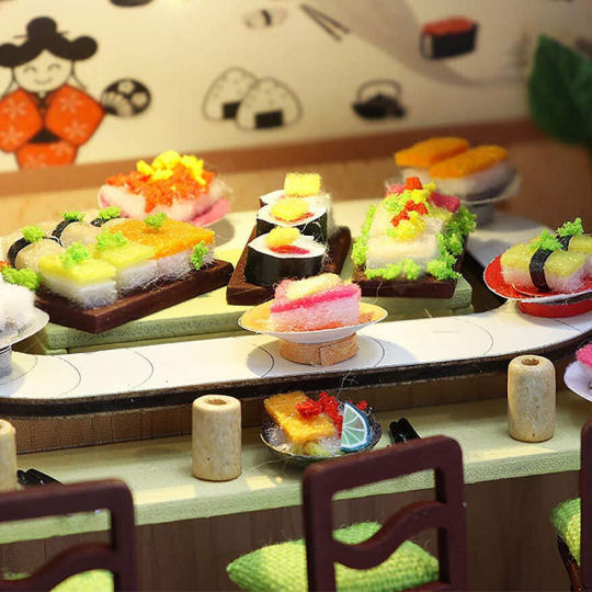 Sushi Restaurant Miniature Kit - DIY Japanese eatery papercraft model set - Japan Trend Shop