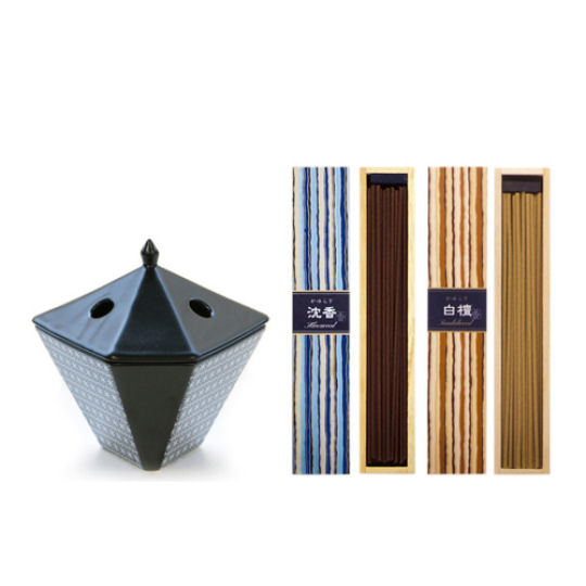 Nippon Kodo Kayuragi Incense and Burner Set - Traditional fragrance with modern design burner - Japan Trend Shop