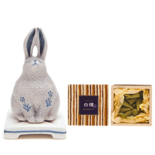 Nippon Kodo Kayuragi Incense and Rabbit Burner Set - Fragrance and animal design burner - Japan Trend Shop