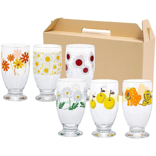 Aderia Retro Tumbler Glass Set - 1970s-style glass dessert containers - Japan Trend Shop