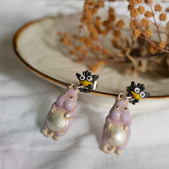 Spirited Away Boh Baby Mouse and Yu-Bird Earrings - Studio Ghibli anime character jewelry - Japan Trend Shop