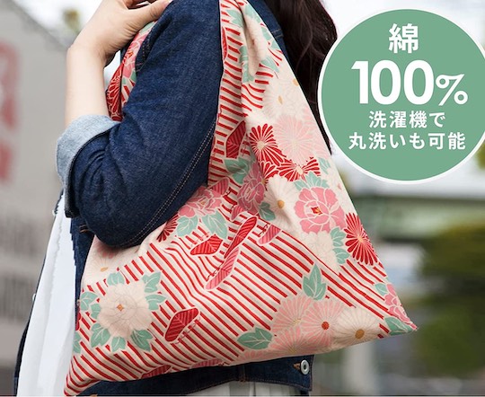 Azuma Bukuro Furoshiki Cloth Bag Red - Easy-to-use everyday cotton bag with vintage design - Japan Trend Shop