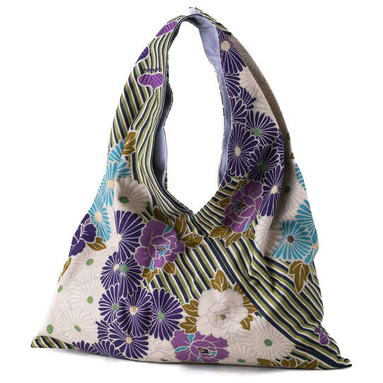 Azuma Bukuro Furoshiki Cloth Bag Purple - Easy-to-use everyday cotton bag with vintage design - Japan Trend Shop