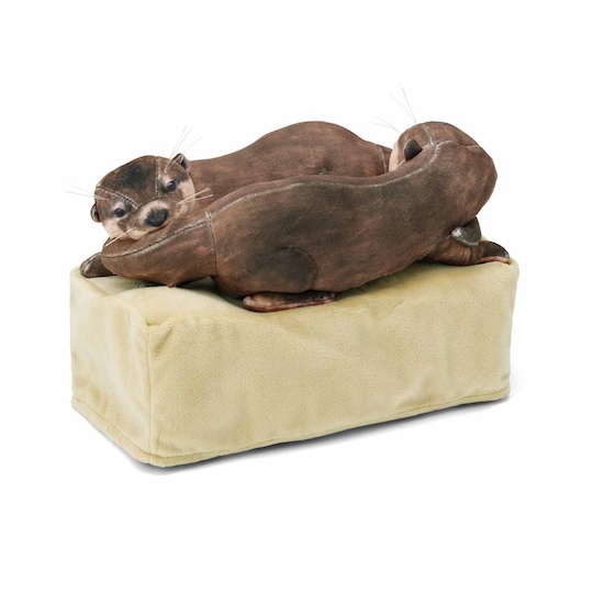 Snuggling Asian Small-Clawed Otters Tissue Box Cover - Cuddling pair of cute animals design - Japan Trend Shop