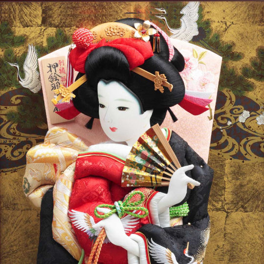Kyugetsu Geisha Hagoita with Case (Large) - Traditional shuttlecock paddle ornament - Japan Trend Shop