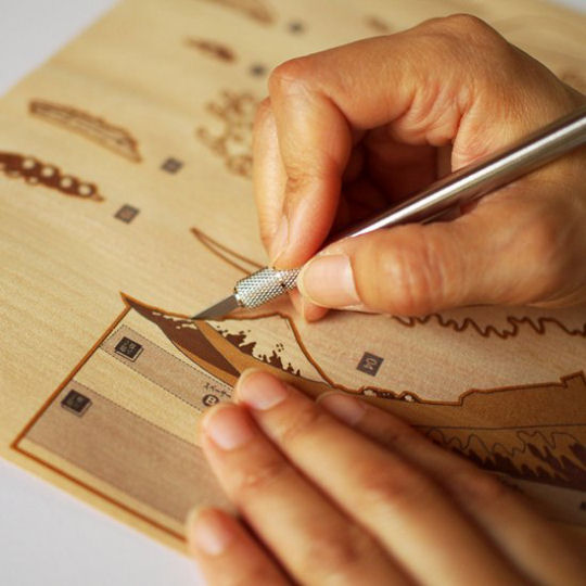 The Great Wave Off Kanagawa Wooden Collage Art Kit - Famous Japanese woodblock print handicraft recreation kit - Japan Trend Shop