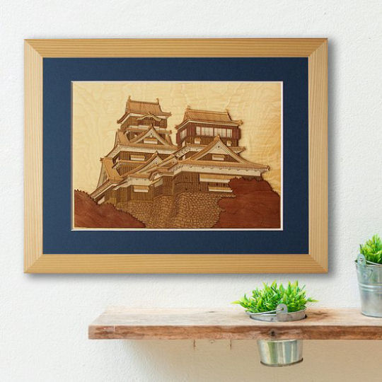Kumamoto Castle Wooden Collage Art Kit - Famous Japanese castle handicraft set - Japan Trend Shop