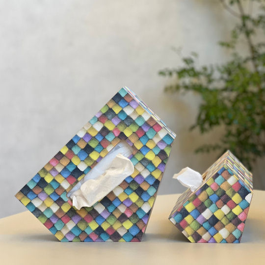 Mg Multicolored Tilted Tissue Box Holder - Original design tissue paper dispenser - Japan Trend Shop