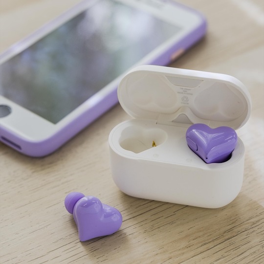HeartBuds Earphones Purple - Heart-shaped wireless Bluetooth earbuds - Japan Trend Shop
