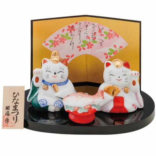 Fukumaneki Hinamatsuri Dolls - Beckoning cat version of traditional Girls' Day decoration - Japan Trend Shop