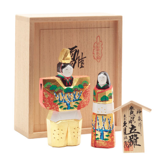 Kyugetsu Nara Ittobori Hinamatsuri Dolls - Traditional woodcraft version of Girls' Day decoration - Japan Trend Shop