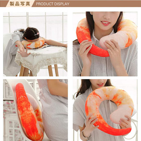 Shrimp Neck Pillow - Seafood-themed travel accessory - Japan Trend Shop