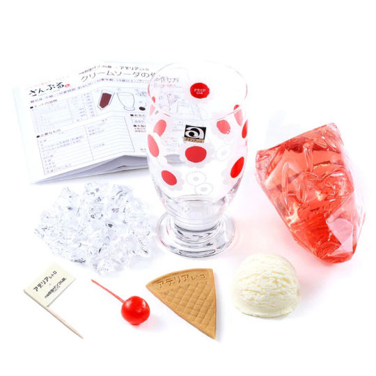 Aderia Glass Peach Cream Soda Food Sample Kit - 1970s-style vintage glass and fake food DIY set - Japan Trend Shop