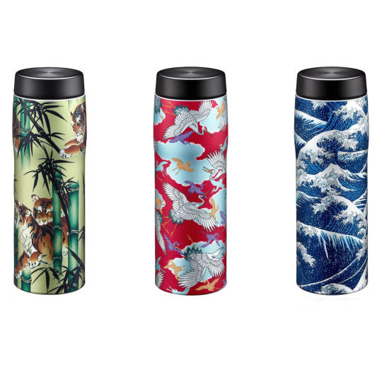 Kyoto Yuzen Colors Vacuum Insulated Bottle - Traditional textile patterns drink flask - Japan Trend Shop