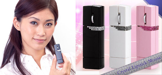Crystal Lipstick Mouse - Swarovski lipstick-shaped USB mouse - Japan Trend Shop