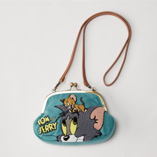 Sagara Embroidery Tom and Jerry Clasp Purse - Fluffy needlework-style cartoon characters accessory - Japan Trend Shop