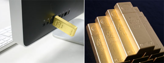 Gold Ingot USB Memory - Wood and gold leaf design - Japan Trend Shop