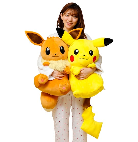 Big and Soft Hugging Pikachu and Eevee Pillows