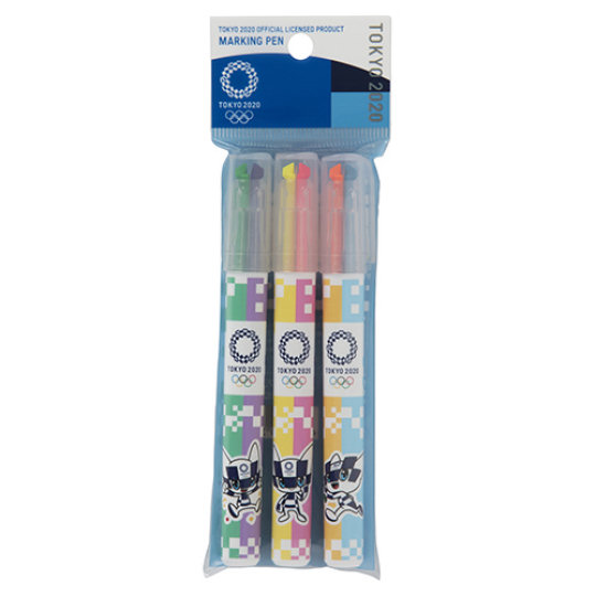 Tokyo 2020 Olympics Double-Color Fluorescent Marker Set (3 Pack)